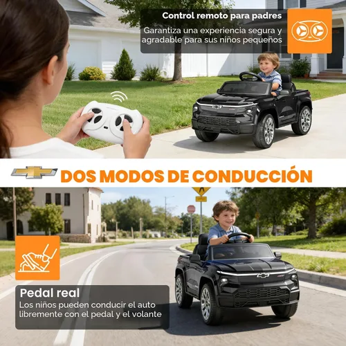 Vista 3 de Auto eléctrico Chevrolet Silverado con licencia de 24 V para niños Negro