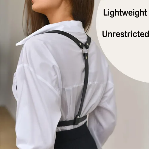 Vista 3 de Cinturones ajustables de cuero sintético con tirantes para mujer, vestidos