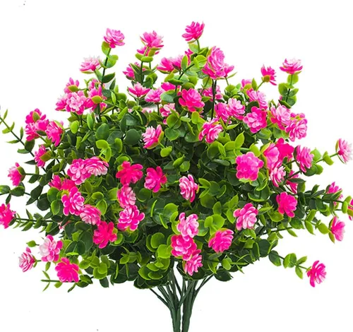 Vista 14 de Grunyia 20 paquetes de flores artificiales resistentes a los rayos UV, flores falsas que no se decoloran, plantas sintéticas para jardín, porche