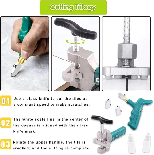 Vista 5 de Keadic Kit de herramientas para cortar azulejos de vidrio, alicates para romper vidrio, juego de herramientas manuales con cuchillas de acero aleado