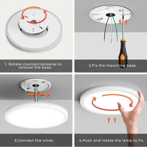 Vista 8 de Matane Lámpara de techo empotrada con control remoto, luz nocturna de 8.7 pulgadas, 18 W, 3000 K-6500 K, ajustable, luces LED de bajo perfil