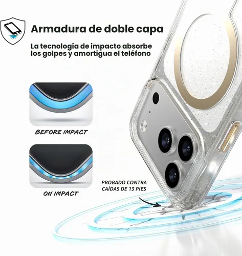 Vista 8 de Speck Presidio LUX - Funda para iPhone 17, compatible con MagSafe, funda protectora delgada, color negro desvanecido/gris pizarra/blanco