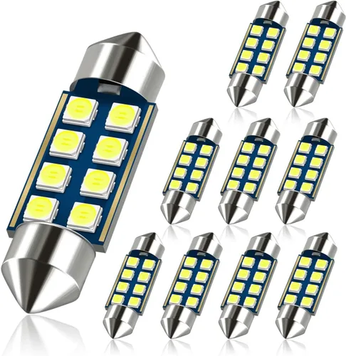 Vista 9 de 31MM Festoon DE3175 3175 6428 6000K Bombillas LED extra brillantes blancas para luces interiores de coche, placa, mapa, domo, maletero, puerta, luz