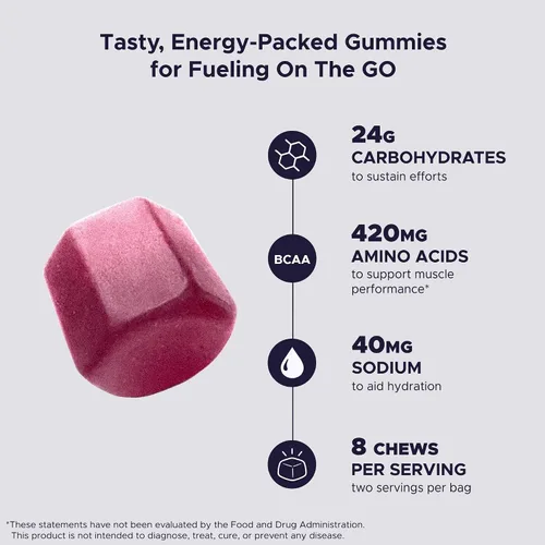 Vista 2 de GU Energy Masticables, granada de arándanos, gomitas de electrolitos, 12 bolsas (24 porciones en total)