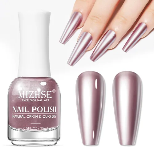 Vista 13 de MIZHSE Translucent Shimmering Nail Polish, Quick Dry Clear Glitter White brillo claro