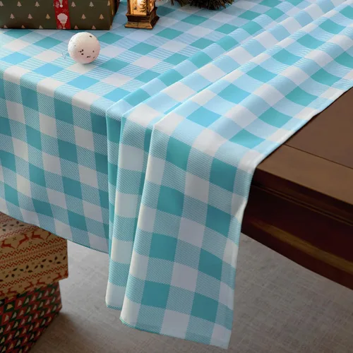 Vista 2 de Mantel de Tela Clásico a Cuadros Vichy - Rectangular de 58x102 Pulgadas Resistente al Agua Mantel a Cuadros para Uso Interior/Exterior - Cubierta