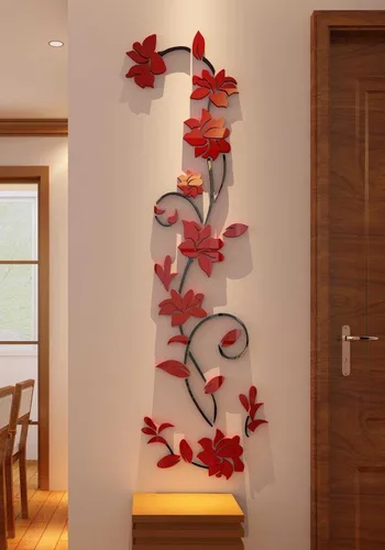 Vista 2 de Murales de pared de flores de ratán 3D para sala de estar, dormitorio, sofá, telón de fondo de televisión, calcomanías originales, regalo