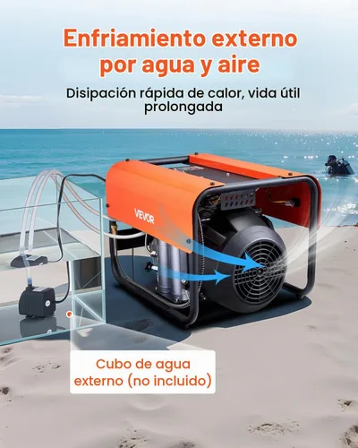 Vista 2 de VEVOR Compresor de Aire PCP, Compresor de Aire para Tanque de Buceo de 4500 PSI/30 Mpa, Compresor de Buceo PCP de Doble Cilindro con Parada