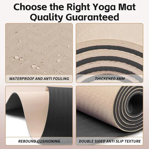 Vista 5 de PAIDU Yoga Mat 8mm Super Thick TPE Fitness Mat SGS Certified Non-Slip, Odorless & Tear-Resistant Unisex with Strap for Yoga, Pilates