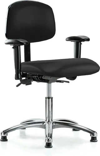 Vista 56 de PERCH - Silla giratoria con ruedas para alfombra o linóleo, cromado, Textil, Tela negra