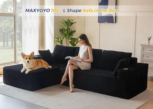 Vista 4 de MAXYOYO Sofá modular de 104 pulgadas con diván en forma de L, moderno sofá deshuesado para sala de estar, sofá en una caja, sofá de gran