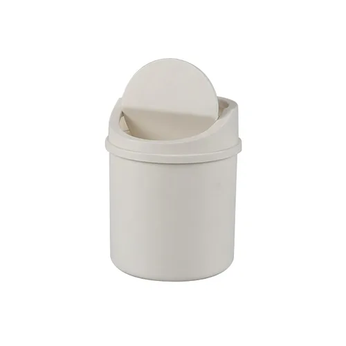 Vista 10 de Mini basurero de escritorio de plástico de 2 L, pequeño bote de basura con tapa giratoria, color gris