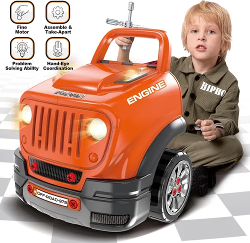 Vista 6 de SpringFlower - Juguetes y regalos para niños de 3 a 8 años, camiones grandes con motor para niños de 3 a 8 años, kit de construcción de camiones