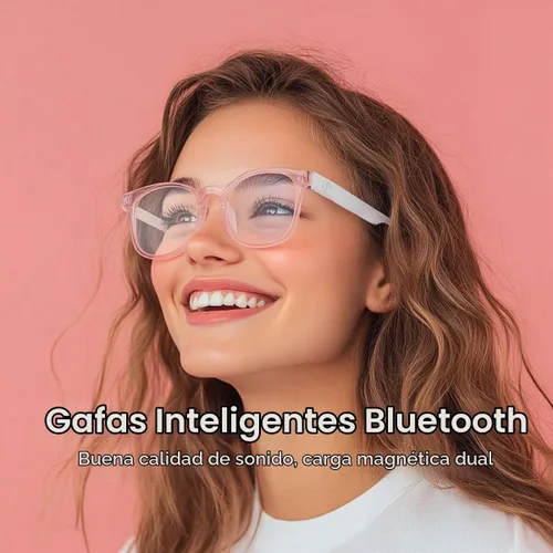 Vista 2 de Lentes de luz Bluetooth anti-azul, lentes inteligentes con Bluetooth para mujer, control de voz, estilo de oreja abierta, escucha música y llamadas