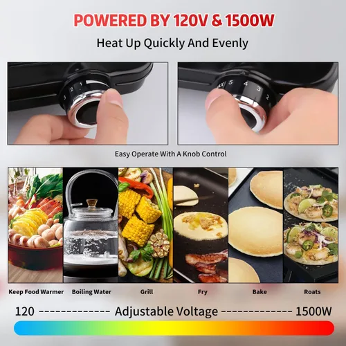Vista 5 de Vayepro Placa caliente de 1500 W, estufa eléctrica portátil, estufa eléctrica individual, quemador portátil para cocinar, estufa para dormitorio