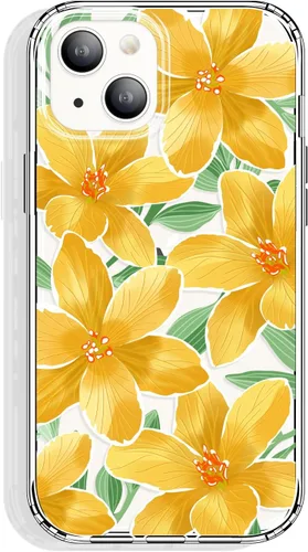 Vista 18 de GYZYA Funda transparente para iPhone 14 y iPhone 13 de 6.1 pulgadas con diseño de patrón, funda protectora delgada de TPU + parachoques a prueba