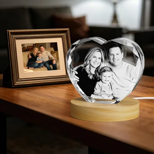 Vista 5 de Foto de cristal 3D, regalos personalizados de Navidad para mamá, mujer, esposa, para ella, para pareja, regalos personalizados con tu propia foto