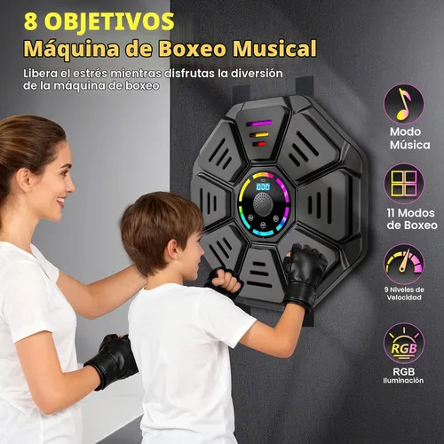 Vista 3 de Music Boxing Machine, Smart Music Punching Machine for Adults Kids, Bluetooth Music Sync, Wall-Mounted Workout/Training Equipment with Boxing