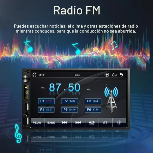 Vista 6 de Estéreo de coche de doble DIN de 7 pulgadas con Apple CarPlay inalámbrico, radio de coche Android Auto, Bluetooth 5.2, pantalla táctil IPS de 1024 *