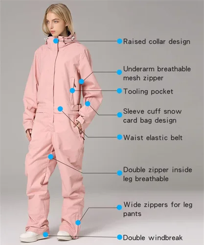 Vista 2 de YEEFINE Traje de esquí de una pieza para mujer, monos de nieve impermeables para invierno