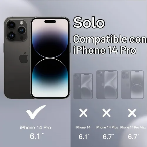 Vista 2 de JETech Funda magnética de silicona para iPhone 14 Pro, color negro