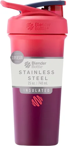 Vista 16 de BlenderBottle Strada Shaker Cup - Botella de agua aislada de acero inoxidable con batidor de alambre, 24 onzas, color negro