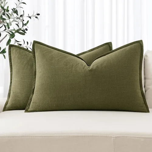 Vista 11 de MIULEE - Juego de 2 fundas de almohada decorativas de lino, estilo bohemio, rústico, neutral, para sofá, cama, 16 x 16 pulgadas, color marrón