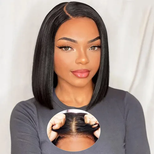 Vista 22 de AISI Cyrly - Peluca de cabello humano estilo Bob de 1800 % de densidad, sin pegamento, con cierre de encaje HD de 5 x 5, pelucas rizadas de cabello