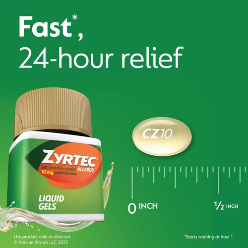 Vista 6 de Zyrtec, Geles líquidos contra la alergia, 24 Horas, 12 unidades Indoor & Outdoor Allergy Medicine, Antihistamine Capsules for All-Day Relief