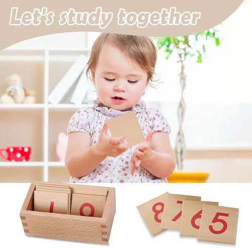 Vista 4 de Montessori Matemáticas Materiales Numerales Tarjetas para Preescolar Herramienta de Aprendizaje Temprano