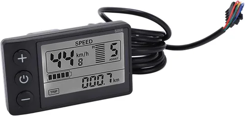Vista 2 de Pantalla LCD para bicicletas eléctricas, S866 Medidor de pantalla LCD de bicicletas eléctricas, 24 V, 36 V, 48 V, panel de control con reemplazo