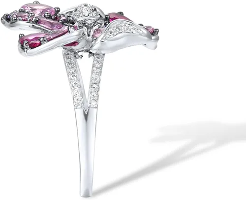 Vista 2 de Santuzza Anillo de plata de ley con piedras preciosas para mujer