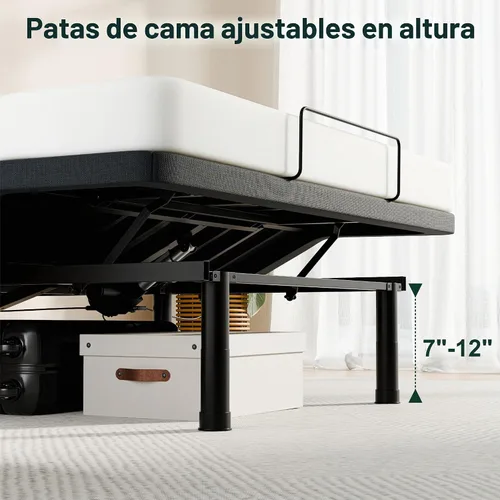 Vista 6 de SunsGrove Marco de cama ajustable individual XL, control remoto con cable, inclinación independiente de cabeza y pie, base de marco de cama