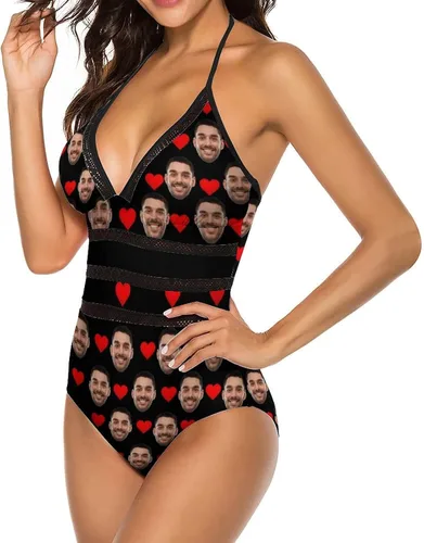 Vista 3 de InterestPrint Traje de baño de una pieza con cuello en V profundo para mujer