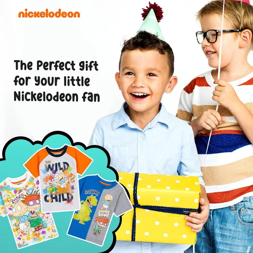Vista 4 de Nickelodeon Pack Paw Patrol, Spongebob or Rugrats 3 Pack Boy's Graphic Tees, Cute Short Sleeve T-Shirts 3 Pack