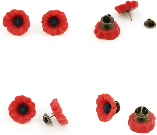 Vista 3 de Remembrance Day Poppy Brooch Poppy Flower Pin, Lest We Forget Canadian Poppy Day Gift Veterans Day Memorial Day Lapel Pin for Women Men