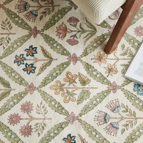 Vista 9 de jinchan Haden - Alfombra de entrada de 2 x 3 pulgadas, diseño floral vintage, lavable, suave, antideslizante, de pelo bajo, para puerta, cocina