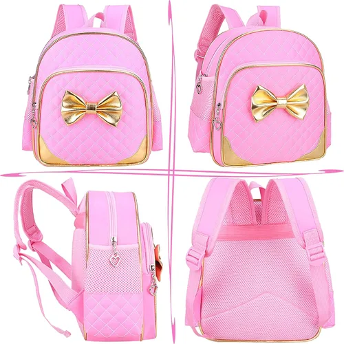 Vista 4 de Mochila preescolar para niños pequeños, para jardín de infantes, 11 pulgadas, color rosa