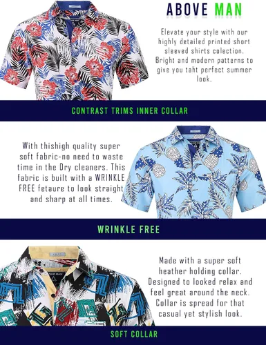 Vista 4 de Suslo Couture Botones hawaianos ajustados sin arrugas para hombre