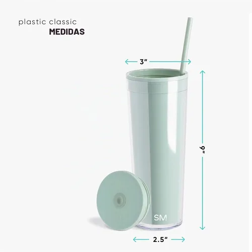 Vista 3 de Simple Modern - Vaso de plástico con pajilla, 24 onzas, color negro