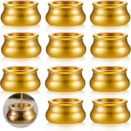 Vista 8 de Suclain 6 piezas de soporte para quemador de incienso, mini quemador de incienso, soporte de latón para palitos de metal dorado para meditación