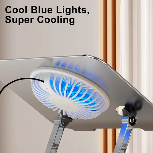 Vista 9 de Ventilador de soporte para laptop con base giratoria giratoria de 360°, altura elevadora de 10 pulgadas ajustable para escribir, ver, presentación