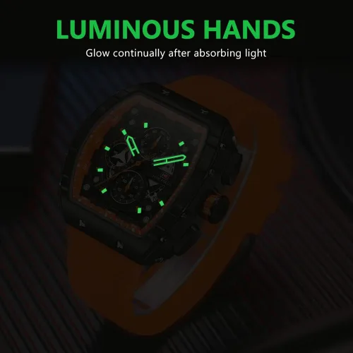 Vista 5 de Relojes para hombre de lujo con diseño de esqueleto para hombre, impermeable, correa de silicona ajustable, estilo steampunk, cronógrafo