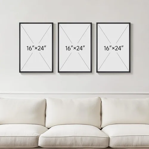 Vista 3 de Arte de pared abstracto moderno enmarcado en blanco y negro, 3 piezas de impresiones en lienzo pinturas obras de arte para paredes, cuadros Negro