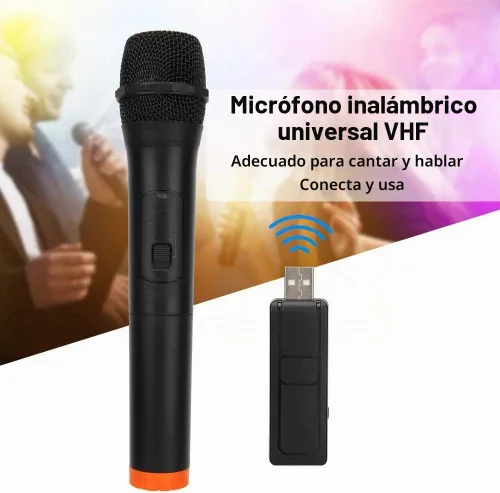 Vista 2 de Tangxi Micrófono VHF, altavoz universal de micrófono de karaoke de mano, más de 110 DB, sistema de micrófono inalámbrico para interiores