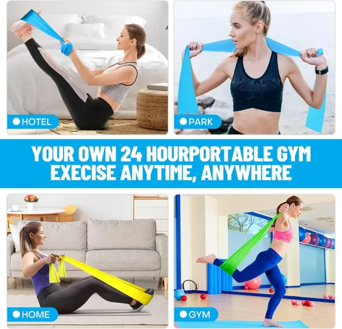 Vista 5 de Bandas de resistencia, bandas de ejercicio profesionales, bandas de terapia física para entrenamiento de fuerza, yoga, pilates, estiramiento