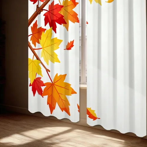 Vista 317 de Shrahala Orange Autumn Autumn Blackout Curtain Tiers, Fall Kitchen Valance Light Blocking Tier Drapes with Rod Pocket, 2 Pack 26 X 24 in