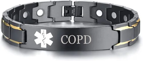 Vista 33 de XUANPAI Pulseras de alerta médica para hombres y mujeres con grabado gratuito ajustable de acero inoxidable para emergencias médicas