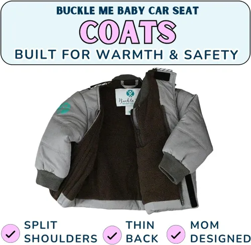 Vista 3 de Buckle Me Baby Coats Chaqueta de invierno de asiento de coche más seguro de cierre rápido para niño o niña, como se ve en Shark Tank