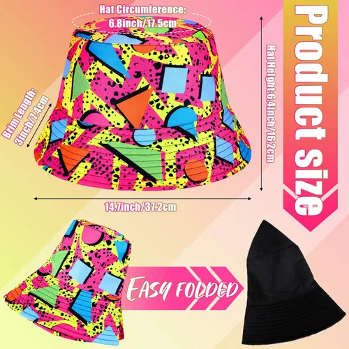 Vista 2 de JenPen Juego de 2 sombreros tipo cangurera de los años 80 y 90 para hombres y mujeres, accesorios retro para fiestas deportivas de verano
